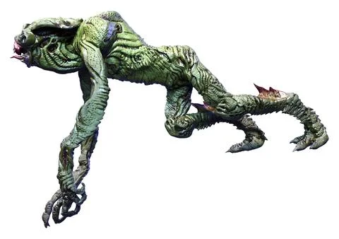 3D Rendering Green Alien on White Illustrazione stock