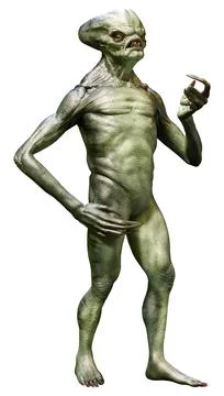 3D Rendering Green Alien on White Illustrazione stock