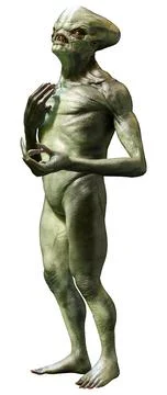 3D Rendering Green Alien on White Illustrazione stock