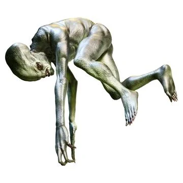 3D Rendering Green Alien on White Illustrazione stock