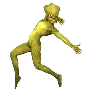 3D Rendering Green Alien on White Stock Illustration