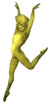 3D Rendering Green Alien on White Illustrazione stock