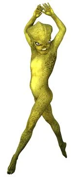 3D Rendering Green Alien on White Illustrazione stock