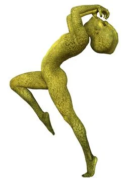 3D Rendering Green Alien on White Illustrazione stock