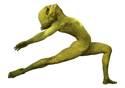 3D Rendering Green Alien on White Illustrazione stock