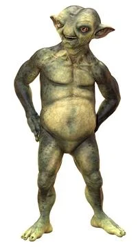 3D Rendering Green Alien on White Illustrazione stock