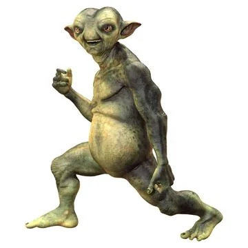 3D Rendering Green Alien on White Stock Illustration