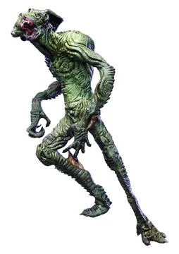 3D Rendering Green Alien on White Illustrazione stock