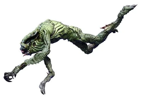 3D Rendering Green Alien on White Stock Illustration