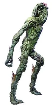 3D Rendering Green Alien on White Иллюстрация