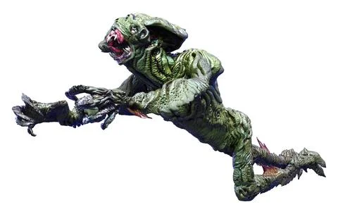 3D Rendering Green Alien on White Stock Illustration