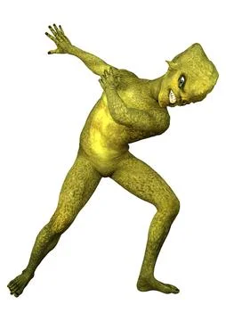 3D Rendering Green Alien on White Stock Illustration