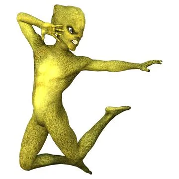 3D Rendering Green Alien on White Stock Illustration