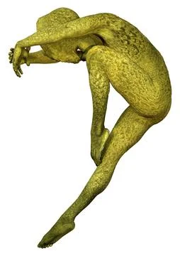 3D Rendering Green Alien on White Stock Illustration