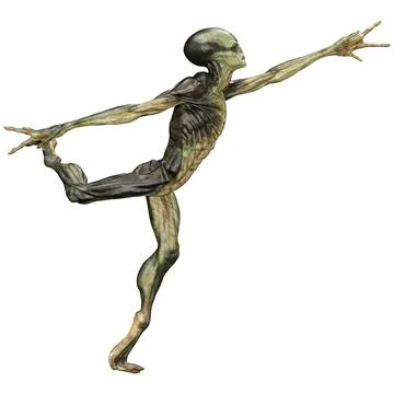 3D Rendering Green Alien on White Stock Illustration