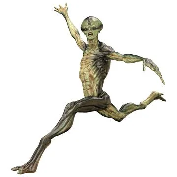 3D Rendering Green Alien on White Stock Illustration