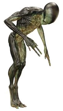 3D Rendering Green Alien on White Stock Illustration
