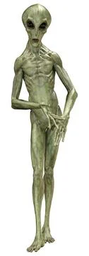 3D Rendering Green Alien on White Stock Illustration