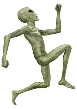 3D Rendering Green Alien on White Stock Illustration