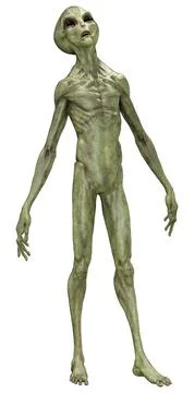 3D Rendering Green Alien on White Stock Illustration