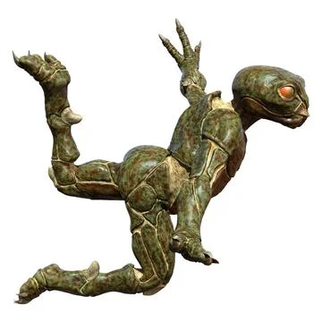 3D Rendering Green Alien on White Stock Illustration