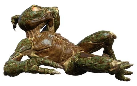 3D Rendering Green Alien on White Stock-Illustration