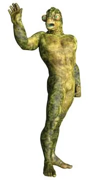 3D Rendering Green Alien on White Stock Illustration