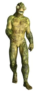 3D Rendering Green Alien on White Stock Illustration
