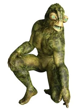 3D Rendering Green Alien on White Stock Illustration