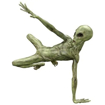 3D Rendering Green Alien on White Stock Illustration
