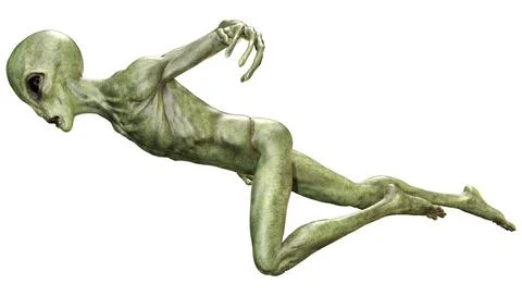 3D Rendering Green Alien on White Stock Illustration
