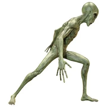 3D Rendering Green Alien on White Stock Illustration