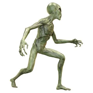 3D Rendering Green Alien on White Ilustración de archivo