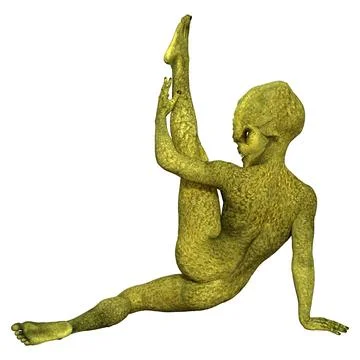 3D Rendering Green Alien on White Stock Illustration