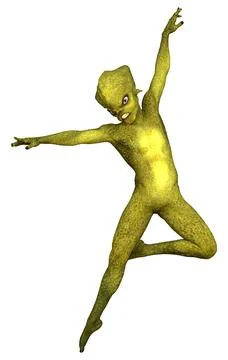 3D Rendering Green Alien on White Stock Illustration