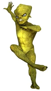 3D Rendering Green Alien on White Ilustración de archivo