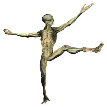3D Rendering Green Alien on White Stock Illustration