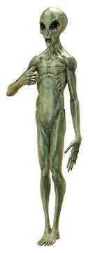 3D Rendering Green Alien on White 스톡 일러스트