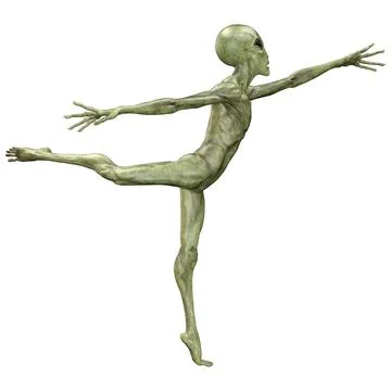 3D Rendering Green Alien on White Ilustração Stock