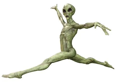 3D Rendering Green Alien on White Ilustração Stock