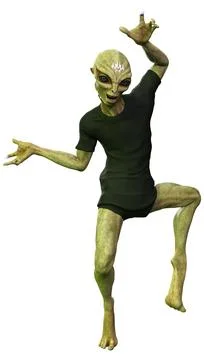 3D Rendering Green Alien on White Stock Illustration