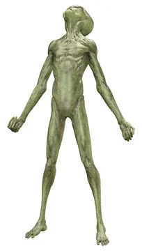 3D Rendering Green Alien on White Stock Photos