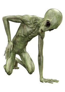 3D Rendering Green Alien on White Stock Photos
