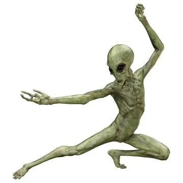 3D Rendering Green Alien on White Stock Photos