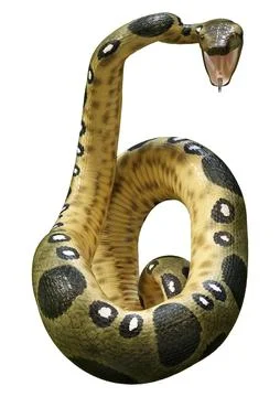 3D Rendering Green Anaconda on White Stock Illustration