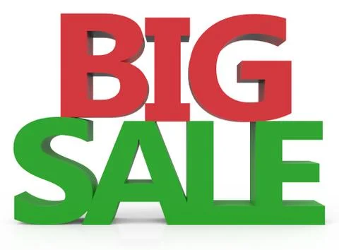3d rendering of green and red big sale Stock Illustration