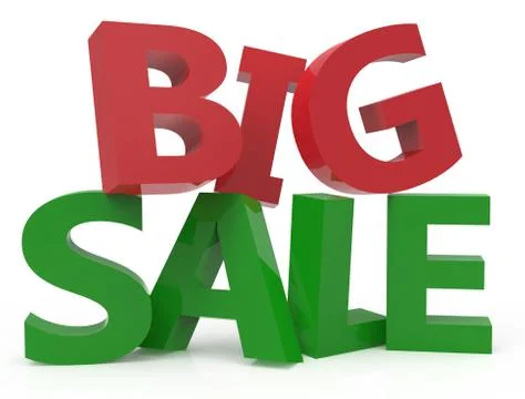 3d rendering of green and red big sale Stock Illustration