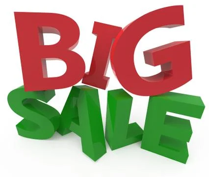 3d rendering of green and red big sale Stock Illustration