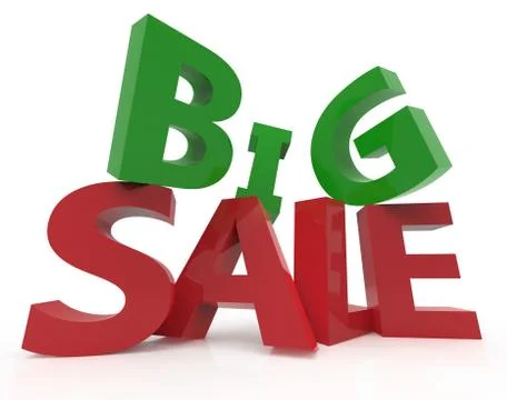 3d rendering of green and red big sale Stock Illustration