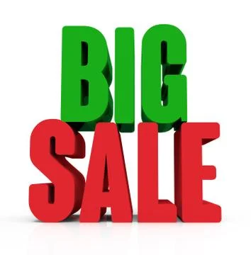 3d rendering of green and red big sale Stock Illustration